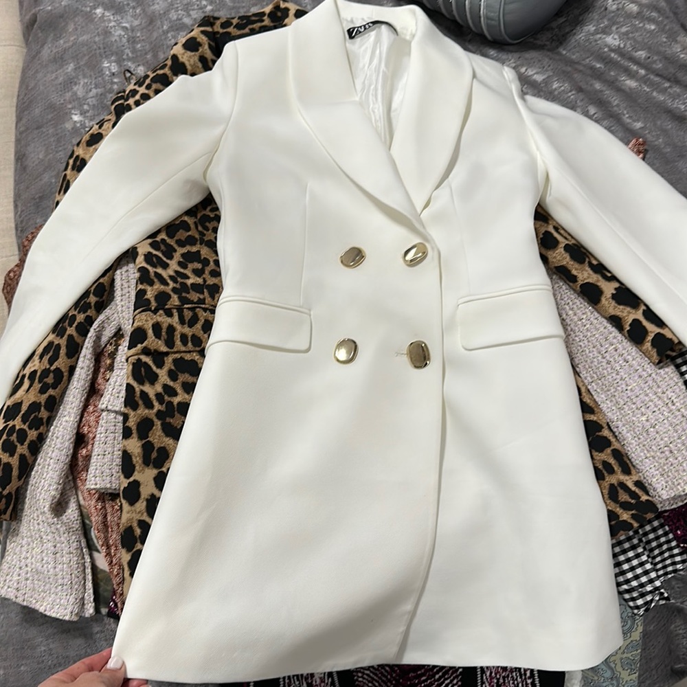 Zara long blazer with gold buttons